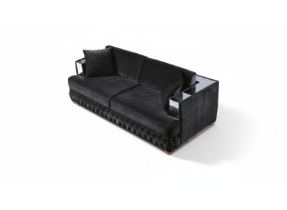 Dreisitzer Chesterfield Couch Schwarz Sofas Textil Leder Sofa Couchen