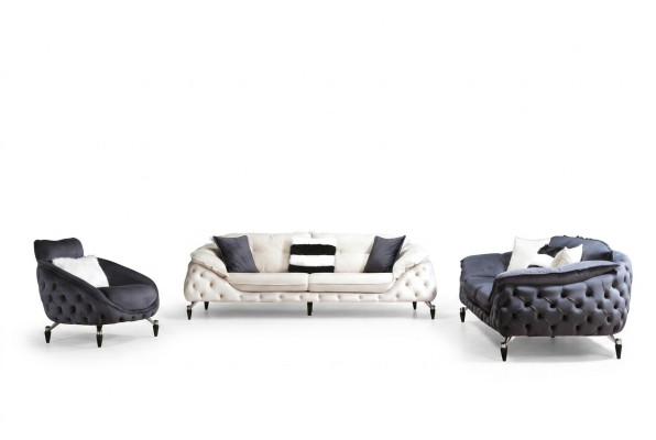 Chesterfield Sessel 1 Sitzer Schwarz Wohnzimmer Luxus Design