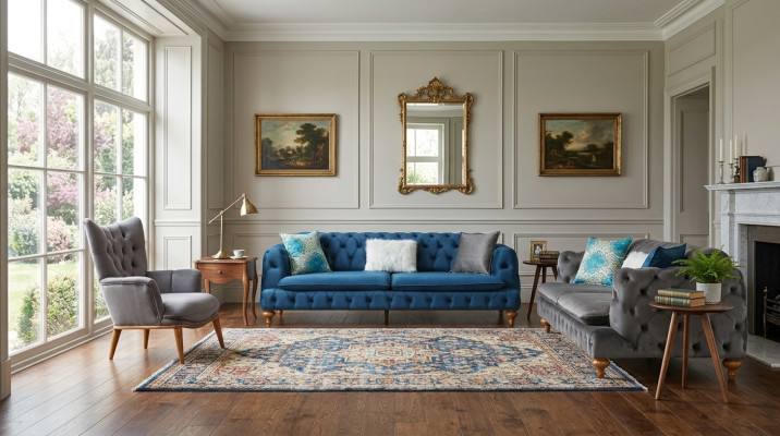 Sofagarnitur Sofa 3+3+1 Sitzer Chesterfield Sessel Möbel Polster Set Mehrfarbig