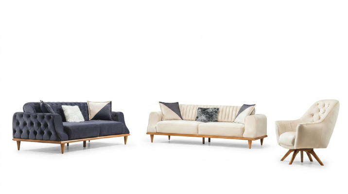 Sessel Beige 1 Sitzer Wohnzimmer Klassische Design Chesterfield