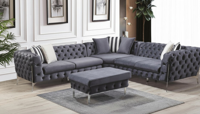 Hocker Blau Wohnzimmer Chesterfield Elegantes Mobel Italienischer Stil