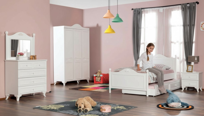 Teeneger Schlafzimmer Landhaus Stil Hotel Gästezimmer Möbel Komplett Set 5tlg.