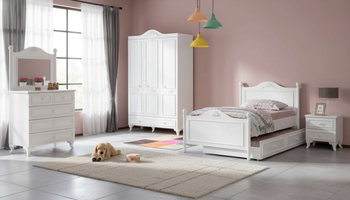 Teeneger Schlafzimmer Landhaus Stil Hotel Gästezimmer Möbel Komplett Set 5tlg.