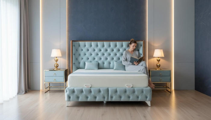 Schlafzimmer Set Weiß Metall Bett Chesterfield Luxus Stil 2x Nachttische 3tlg.