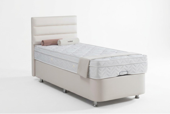 Bett Beige Einzelbett Metall Modern Schlafzimmer Betten Möbel 120x200