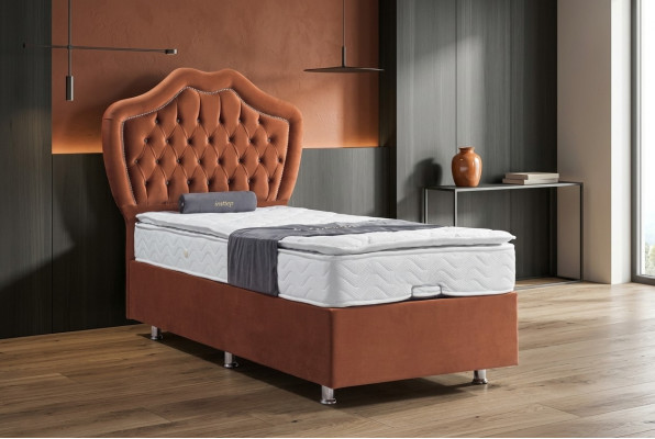 Bett Braun Einzelbett Boxspring Betten Luxus Schlafzimmer Chesterfield