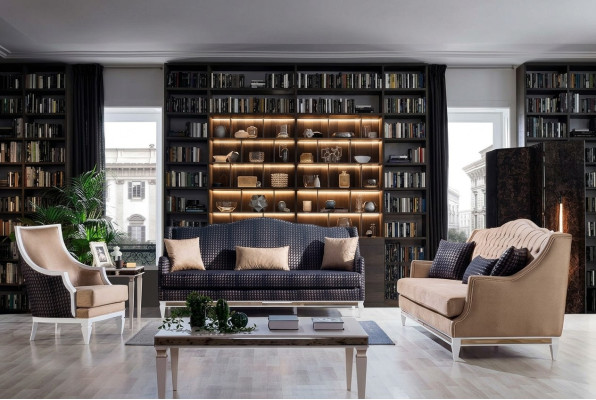 Moderne Wohnzimmer Sofagarnitur Polster Dreisitzer Designer Sessel 3tlg