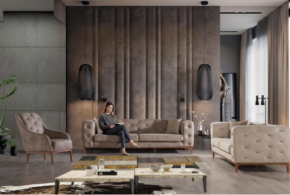 Chesterfield Design Sofa Polster Couchen Modern Sofagarnitur 3+3+1 Set