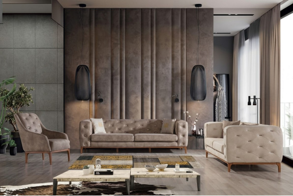 Chesterfield Design Sofa Polster Couchen Modern Sofagarnitur 3+3+1 Set