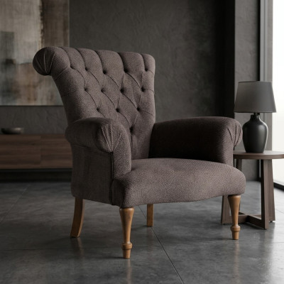 Chesterfield Couch Sofa Relax Stoff Lounge Luxus Polster Sessel Design Braun