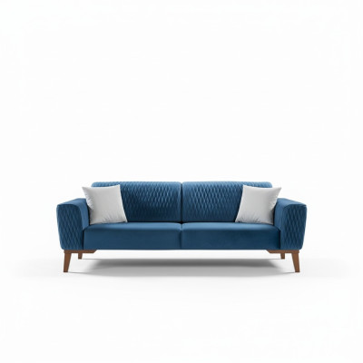 Blau Couch Dreisitzer Sofa Elegante Sitzmöbel Wohnzimmer Samt