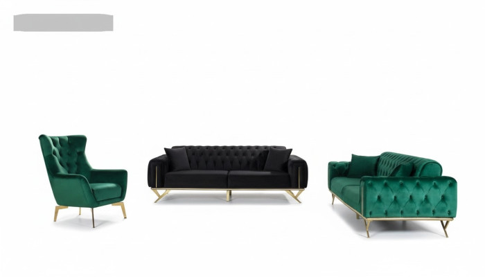 Sofagarnitur 3+3+1 Sitz Sessel Sofas Dreisitzer Garnitur Chesterfield