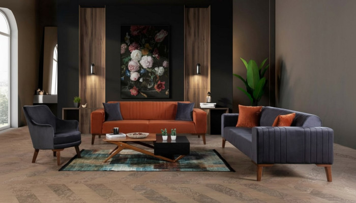 Sofagarnitur Sofa Garnitur Sofas 3+3+1 Sitz Stoff 3tlg Couch Set Polster Textil