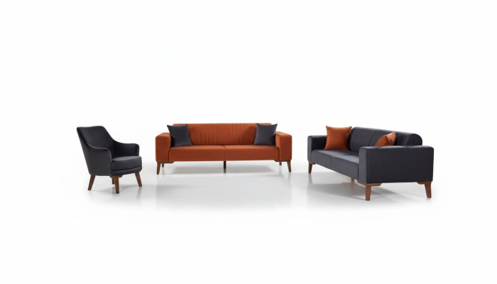 Sofagarnitur Sofa Garnitur Sofas 3+3+1 Sitz Stoff 3tlg Couch Set Polster Textil