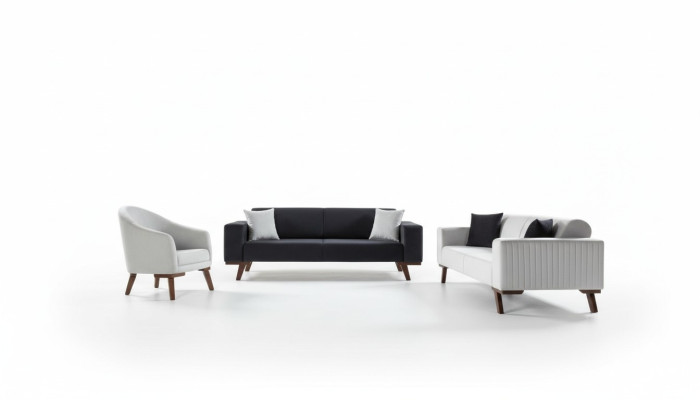 Luxus Sofagarnitur Dreisitzer 3+3+1 Sitz Stoff Sofa Sessel Textil Stil