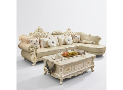 Wohnlandschaft Ecksofa L Form Couch Möbel Leder Holz Sofa Chesterfield