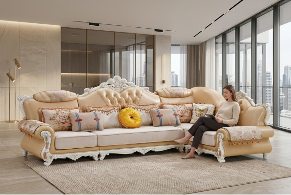 Wohnzimmer Ecksofa Sofas L-Form Sofa Ecke Luxus Eckgarnitur braun
