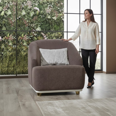 Sessel Einsitzer 1Sitz Sofa Couch Wohnzimmer Möbel Metall mit Textil