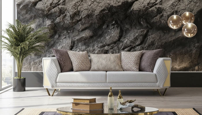 Ausgefallenes Sofa Wohnzimmer Dreisitzer Couch Polster Möbel Stoff 3er