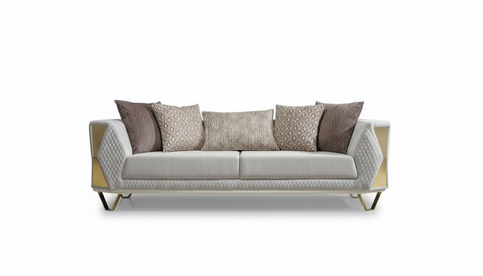 Ausgefallenes Sofa Wohnzimmer Dreisitzer Couch Polster Möbel Stoff 3er