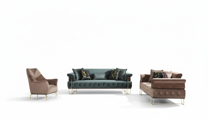 Sofagarnitur Sofa Garnitur Sofas Sessel 3+3+1Sitzer Stoff Modernes
