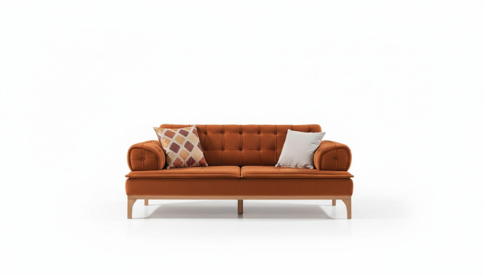 Sofagarnitur Garnitur Sofas Sofa Sessel Dreisitzer 3+1 Sitzer Orange