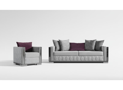 Silber Sofagarnitur Couch Sitzpolster Sofagarnitur 3+1 Sitzer Couchen