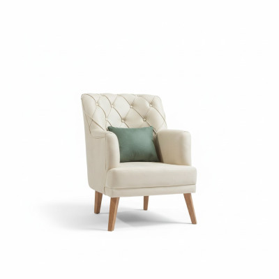 Wohnzimmer Sessel Möbel Modern Stoff Lounge Textil Kunstleder beige