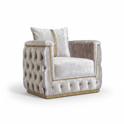 Sessel Sitz Modern Design Wohnzimmer Polster Metall mit Textil