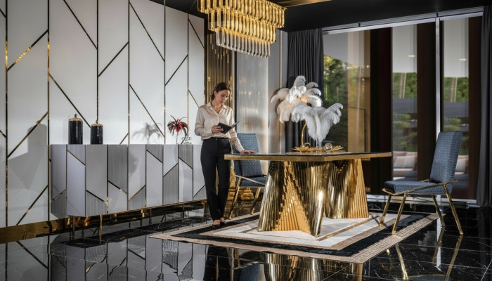 Esszimmer Set Stühle Esstisch Anrichte Tische 6tlg Edelstahl Gold