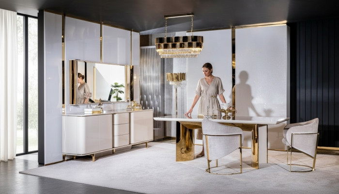 Esszimmer Komplett Tisch 4 Stühle Anrichte Spiegel Set 7tlg Esstisch