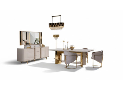Esszimmer Komplett Tisch 4 Stühle Anrichte Spiegel Set 7tlg Esstisch