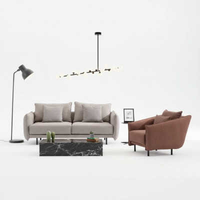 Sofagarnitur Sofa 3+1 Sitzer Sessel Tisch geschnitzte Beinen 2tlg. Neu