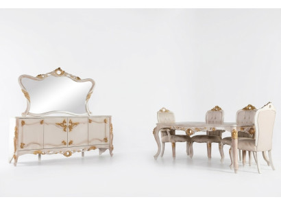 Garnitur Set 7tlg. Esszimmer Esstisch Stuhl Anrichte Spiegel Ess Stühle Tische