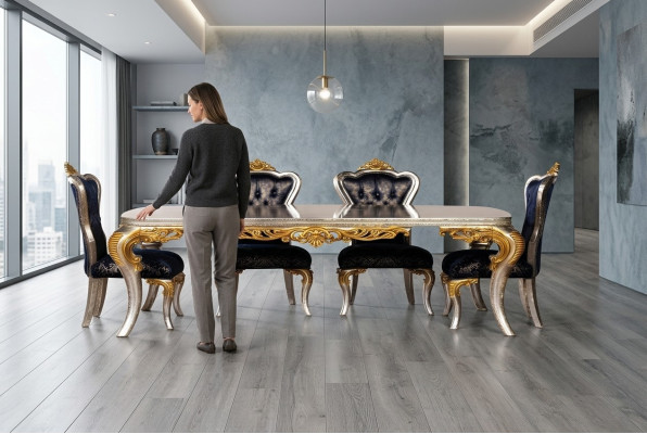 Esszimmer Esstisch 4x Stuhl Gruppe Garnitur Holz Tisch Tische Stühle Stuhl Set