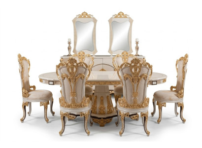 Luxus Esszimmer Esstisch Stuhl Holz Tische Tisch Barock Ess Stühle Möbel Gruppe