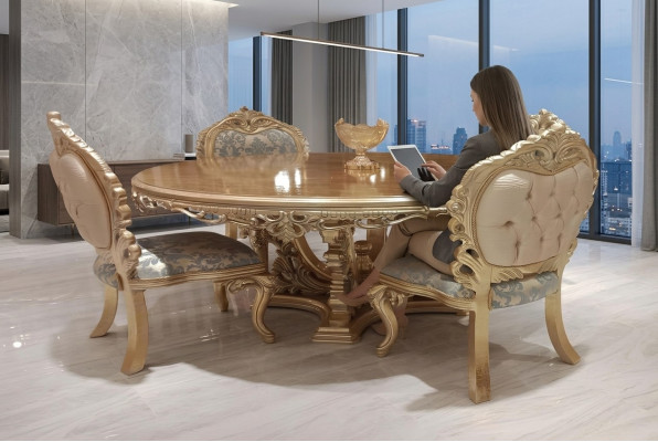 Rund Esstisch Esszimmertisch Esszimmer Tische Tisch Barock Ess Luxus Möbel Holz