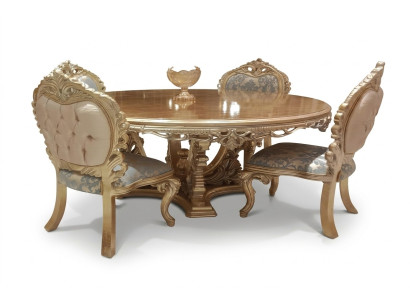 5-teiliges klassisches Esszimmer-Set mit rundem Tisch und Stühlen