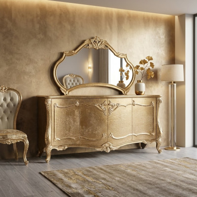 Set Kommode Mit Spiegel Garnitur Kommoden Holz Gruppe Sideboard Möbel Barock