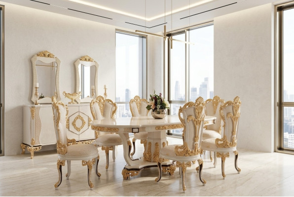 Eleganter Esszimmersatz in Gold für anspruchsvolle Einrichtungen