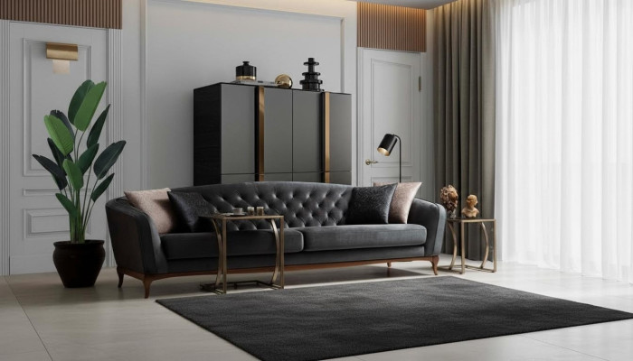 Viersitzer Sofa Luxus 4 Sitzer Sofas Gepolsterte Couch Stoff Sitzer Modern Sitz