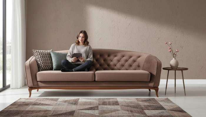 Luxus Sofa Design Dreisitzer Moderne Couch Blau Couchen Möbel Polster Loft Neu