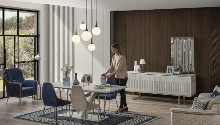 Garnitur Essgruppe Esszimmer Esstisch Sideboard Ess Stuhl Essgruppe Essecke 6tlg