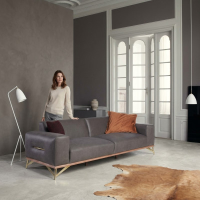 Dreisitzer Sofa 3 Sitzer Luxus Sofas Wohnzimmer Einrichtung Modern Stoff Design