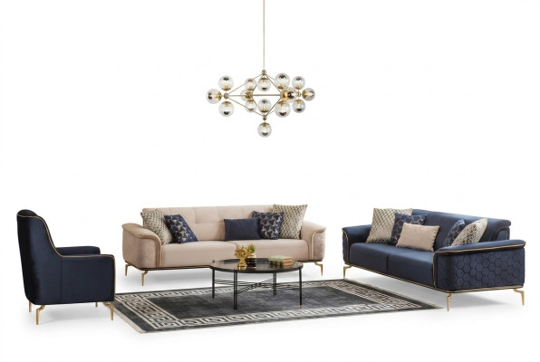 Sofagarnitur Garnitur Sofas Sofa Sessel Dreisitzer 3+3+1 Sitzer Stoff Gruppe Neuu