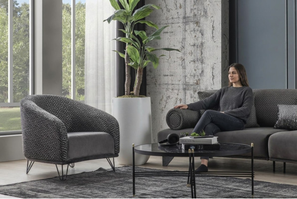 Sessel Einsitzer Sofa Couch Polster 1 Sitz Clubsessel Stoff Modern Wohnzimmer
