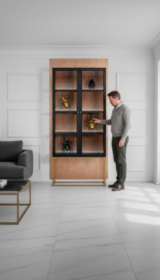 Vitrine Schränke Vitrinen Schrank Holz Glas Möbel Design Wohnzimmer Glasschrank