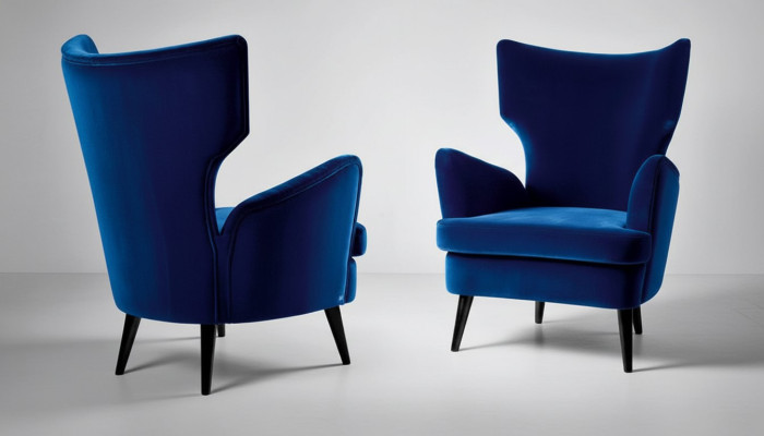 Sessel Lehnstuhl Ohrensessel 1 Sitzer Sitz Stoff Luxus Wohnzimmer Modern Blau