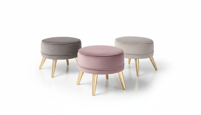 Hocker Sitzhocker Ottomane Pouf Modern Luxus Stoff Design Wohnzimmer Rosa Runder