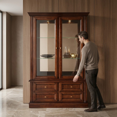 Vitrine Schränke Möbel Klassischer Stil Vitrinen Wohnzimmer Anrichte Glas Holz